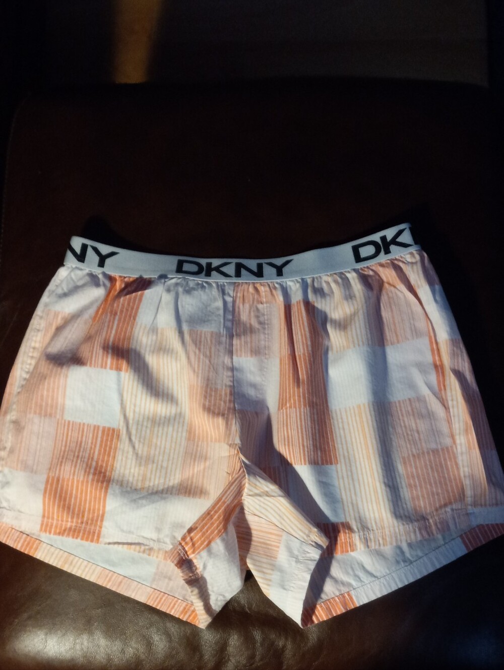 DKNY Pink and White Striped Elastic Waist Athletic Shorts
